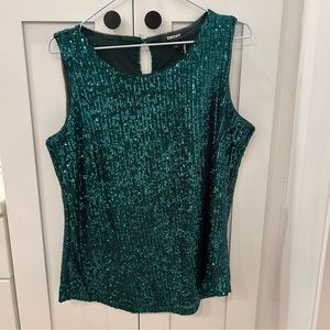 Green Sequin Slouchy Tank Top